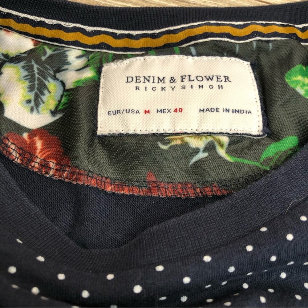 Men’s Denim & Flower Navy White Polka Dot Short Sleeve T Shirt - Picture 13 of 16